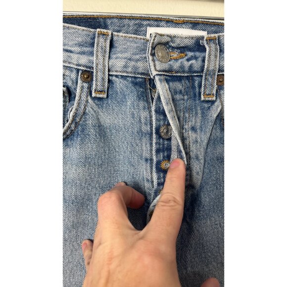 RE/DONE LEVIS VINTAGE DENIM PERFECTLY WORN CROPPED JEANS 27 - Picture 3 of 8